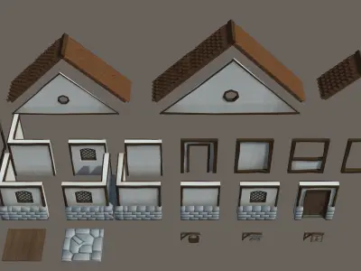 Low Poly Top down Village Constructor Free low-poly 3D model