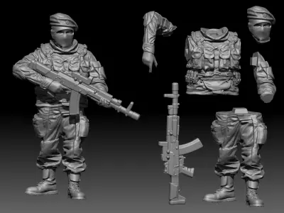 Soldier 28mm scale 3D print model