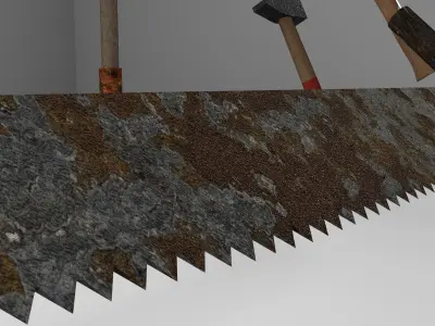 Pack of 9 Medieval farm tools Low-poly 3D model