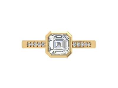 Asscher Solitair Ring 3D print model order