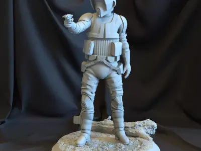 Scout Trooper - Aiming Blaster Pistol 3D print model purchase