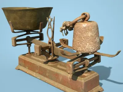 3 Old Rusty Scale Collection Low-poly 3D model