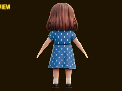 Cartoon Girl 3D model buy