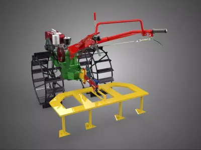 WEEDER SCARIFIER TILLAGE HARROW PLOW WALK BEHIND TRACTOR MACHINE 3D model