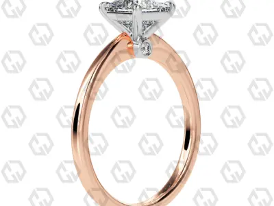 Ring 158 Princess shape with hidden signature diamond both side 3D print model