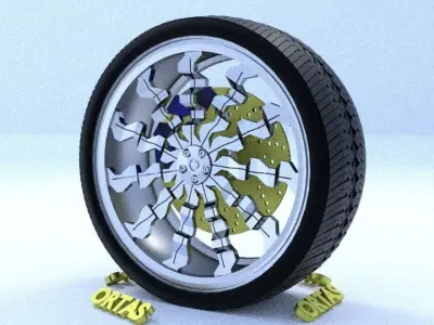 ORTAS CAR RIM 15 GAME READY RIM TIRE AND DISC 3D model