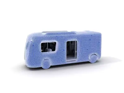 Futuristic Silver Bus model pack Low-poly 3D model