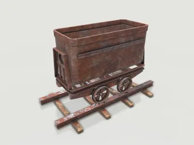 Mine Wagon 8 Low-poly 3D model