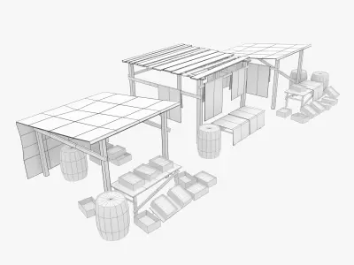 Medieval Marketplace  Low-poly 3D model