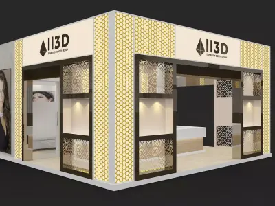 Exhibition Stand Stall Three Side Open 6X6 3D model