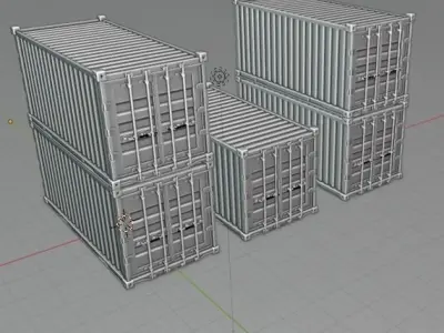 cargo shipping container 20ft Low-poly 3D model