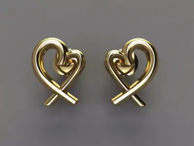 Dainty Heart Stud Earrings 3D print model