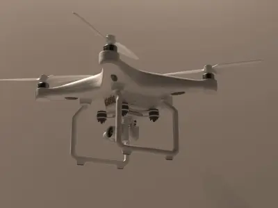 Realistic drone flying in air - Low-poly 3D model