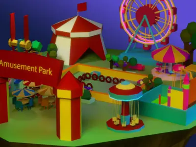 amusement park Low-poly 3D model 8