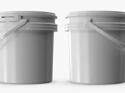 Polypropylene Bucket with Tear Tab Lid White 3D model