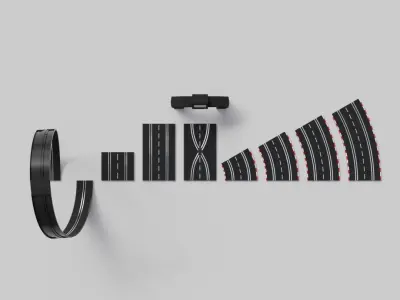 Slotcar Track Parts 3D model