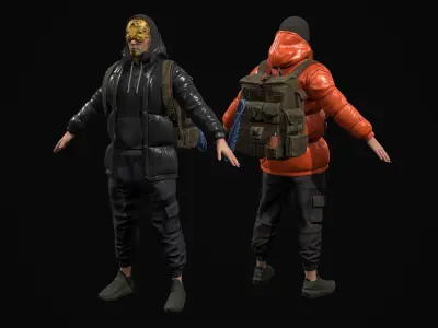 Cyberpunk Robot Mecha Character - Male Low-poly 3D model