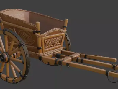 Ornate Wooden Carriage 3D Model 3D model