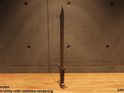 Falchion - Lowpoly Textured and Colorbased sword Low-poly 3D model