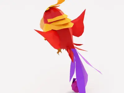 Bird low poly 3d model colorful origami flying in air Low-poly 3D model