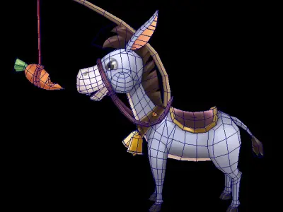donkey lowpoly Low-poly 3D model