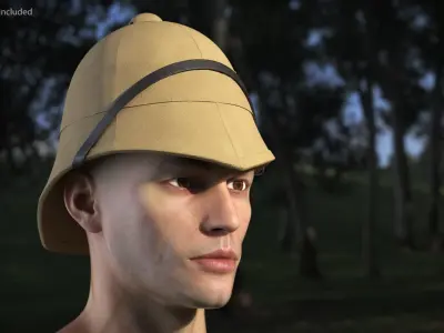1879 British Campaign Helmet Beige Diagonal Strap 3D model
