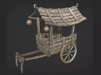 Wooden Cart 3D model 6