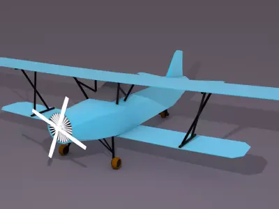 Low Poly Aircraft biplane Free low-poly 3D model