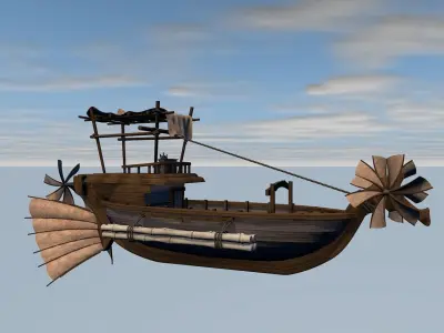 Fantasy flying ship 3D model purchase