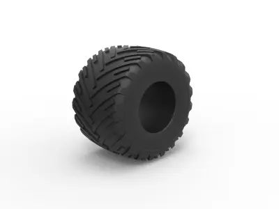 Monster Jam tire 16 Scale 1 to 25 3D print model