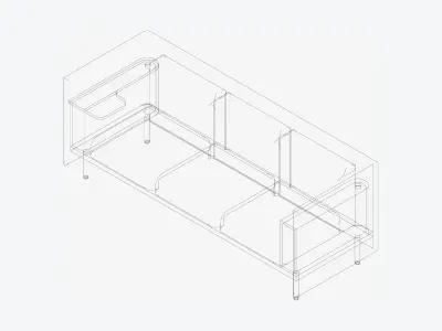 Sofa - Contemporary - Flame - Medium Work Shelf - Left Low-poly 3D model