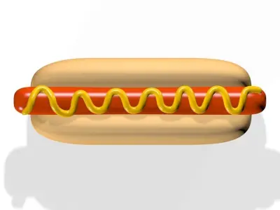 Hotdog Bread Roll Bun Sandwich model 3D model