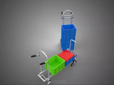 STAIR STEP CLIMBING FOLDABLE HAND TRUCK CART TROLLEY DOLLY CRATE 3D model