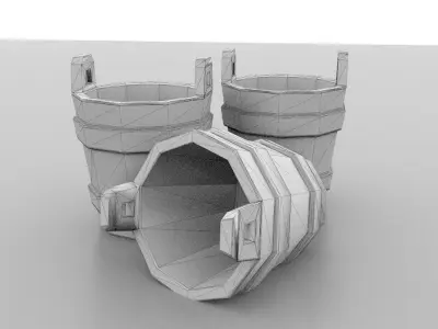 Bucket Moss wormed Low-poly 3D model