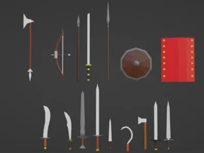 Low-Poly Medieval Weapons Collection  Low-poly 3D model
