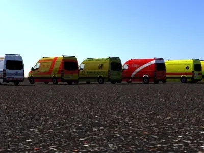 Mercedes-Benz Sprinter 311CDI Ambulance Vehicle 3D Model Pack