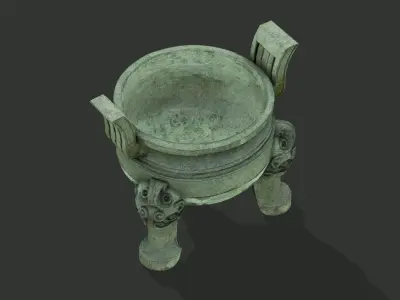 Traditional Chinese bronze ding Low-poly 3D model