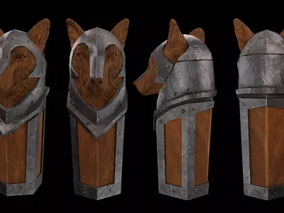 Wolf Knight Shield  Low-poly 3D model
