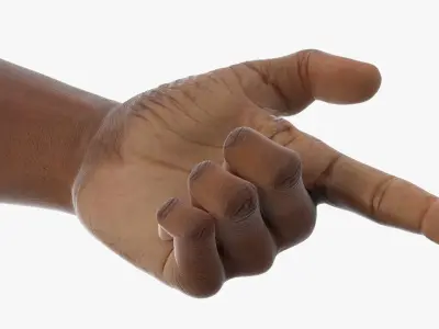 Black Male Hand Pair with Finger Gun Gesture 3D model
