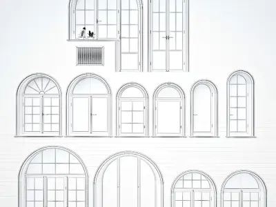 Classic arched windows set 3D model