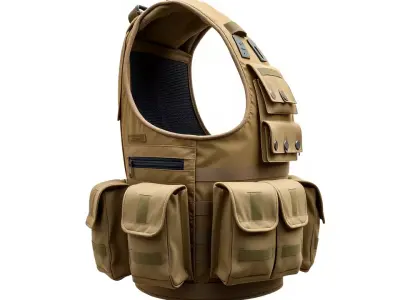 Tactical Vest Model Pack with Multiple Pouches Low-poly 3D model