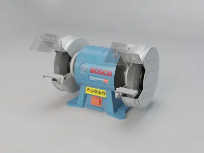 Realistic Power Tool Bosch Bench Grinder with PBR Texture Low-poly 3D model