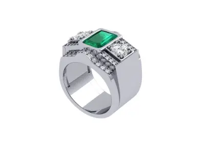 Emerald Art Deco Ring 3D print model 44