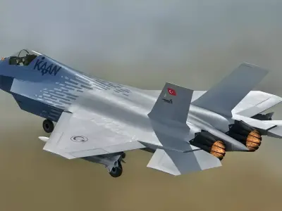 MMU Kaan P2 with Cocpit - Fully Rigged-High Resolution Textures Low-poly 3D model