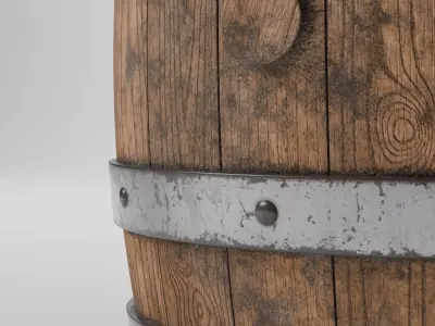 Ultra-Realistic Medieval Wooden Barrel - High Poly PBR 3D model