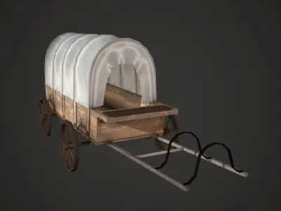 Wagon Low Poly covered Low-poly 3D model