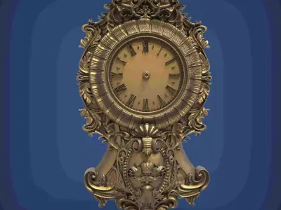 Carved clock for 3D printing and CNC 3D print model 13