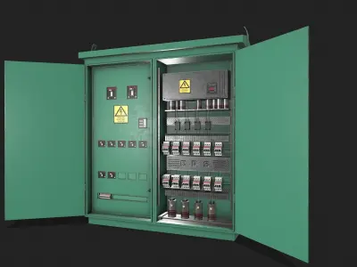 Electric Fuse Box Green Low-poly 3D model