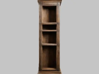 Medieval Furniture Wooden Rack Bookshelf Low-poly 3D model