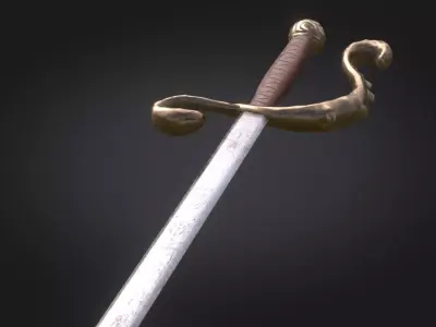 Stylized Medieval Sword melee weapon game ready Low-poly 3D model shop